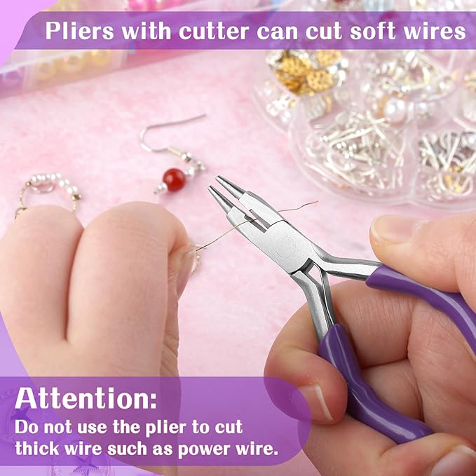 SPEEDWOX 3 Inch Mini Pliers - Round Nose, Cutter, Wire Bending, Looper, Ring Bending, Wire Looping Pliers for Jewelry Making