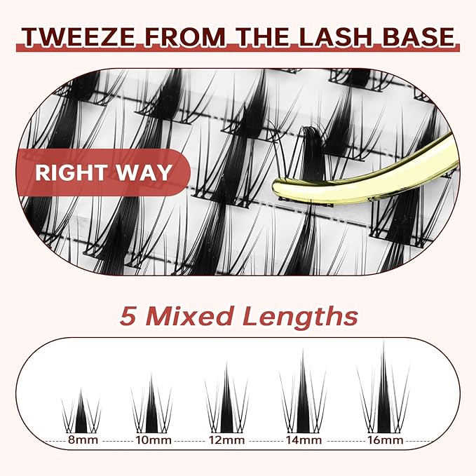 JOLIETIFY Lash Extension Kit, Manga Style, Faux Mink DIY Cluster Lashes 8-16mm, Waterproof Bond & Seal, Reusable Individual Lashes, Lash Tweezers, Eyelash Remover, Easy to Apply for Beginners