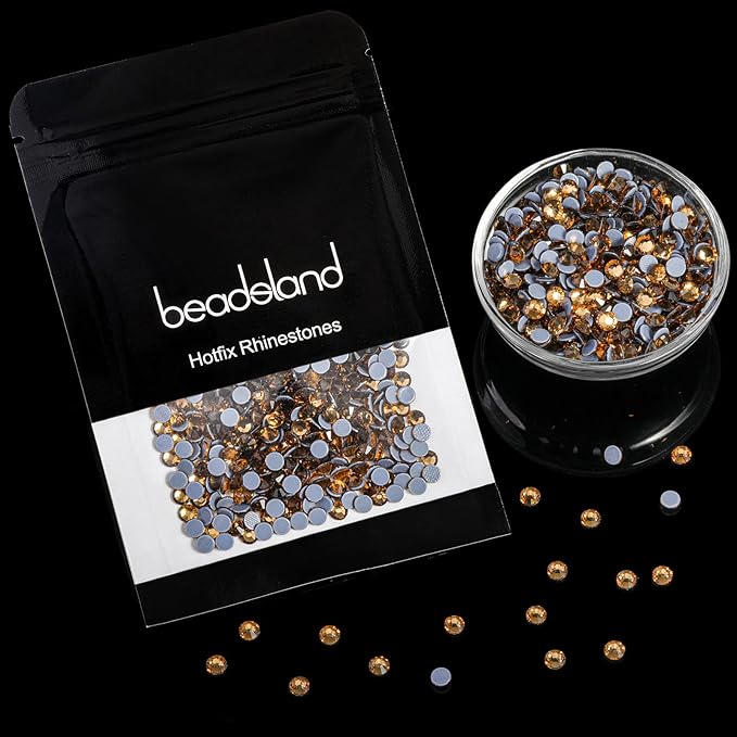 Beadsland Hotfix Rhinestones, 1440pcs Flatback Crystal Rhinestones for Crafts Clothes DIY Decoration, Light Colorado Topaz, SS16, 3.8-4.0mm