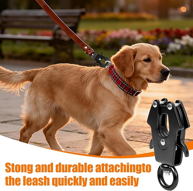 2 Pcs Frog Clip Dog Leash Buckle for Linking Pet Collar Supplies 360 Degree Swivel Heavy-Duty Quick Release Clasp Keychain Tactical (Large (Circle))