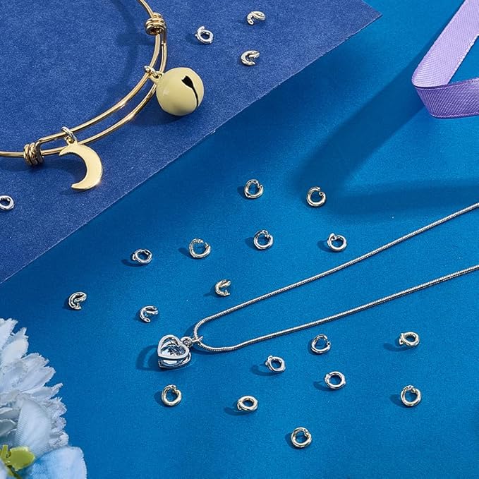 PH PandaHall 60pcs 2 Colors Locking Jump Rings, Brass 5.5mm Locking Rings Open Jump Rings Jewelry Connectors Findings for DIY Crafts Bracelet Necklace Earring Jewelry Making, 16 Gauge