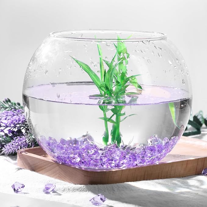 DomeStar 550PCS Purple Vase Fillers, Acrylic Fake Crushed Ice Rocks Purple Gems Crystals Plastic Diamonds for Vase Fillers Centerpiece Lilac Lavender Theme Birthday Weeding Table Scatter Decoration