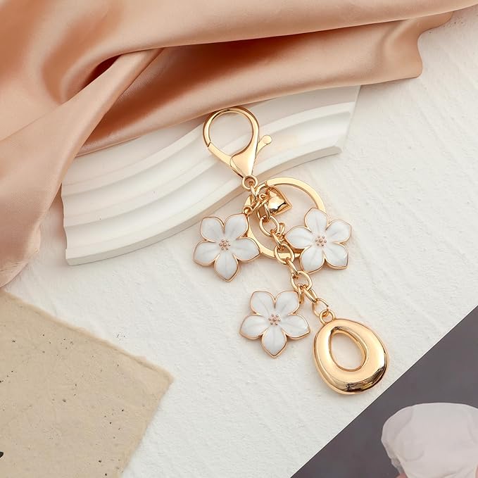 Snycler Bubble Initial Keychain Graceful Flower for bags car remote–A-Z Letter Charms for Women
