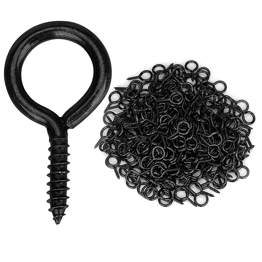Aovchei Eye Screws, 300PCS 0.75 Inches Heavy Duty Metal Screw Hooks, Self Tapping Eye Bolts, Indoor & Outdoor for Hanging Artwork, Black