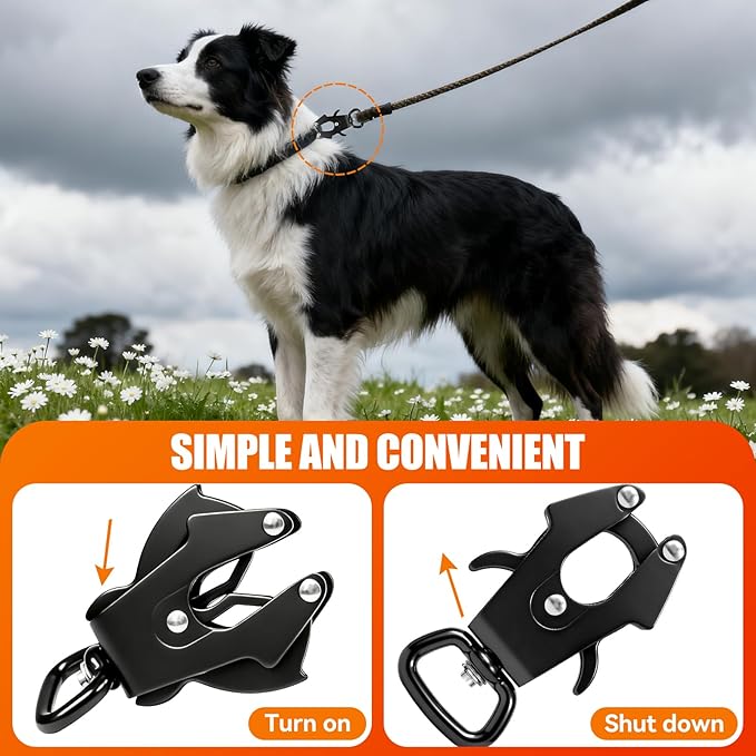 2 Pcs Frog Clip Dog Leash Buckle for Linking Pet Collar Supplies 360 Degree Swivel Heavy-Duty Quick Release Clasp Keychain Tactical (Small (Square))