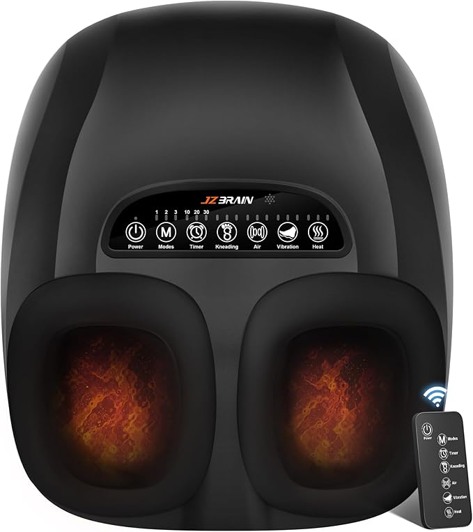 JZBRAIN Shiatsu Foot Massager Machine with Heat : Deep Kneading Foot Massager with Vibration & Compression for Plantar Fasciitis & Neuropathy - for Women & Men,Relax for Home Office Use