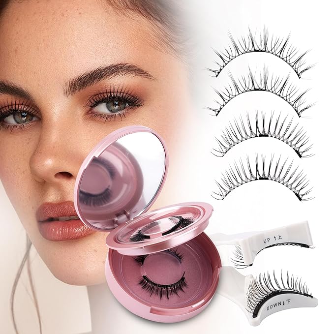 2-Pairs Magnetic Eyelashes Kit with Applicator: Wendy Natural Reusable False Lash Soft Waterproof False Lash No Glue Needed, 079+B01