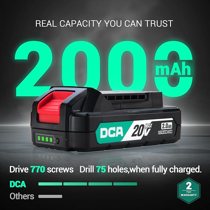 DCA 20V Cordless Hammer Drill Set, 354 In-lbs Torque, 1/2" Keyless Chuck, 22500 IPM, 2 Variable Speeds, 18+1+1 Position, Power Impact drill with 14 Drill/Driver Bits for Brick, Metal, Wood ADJZ2035i13
