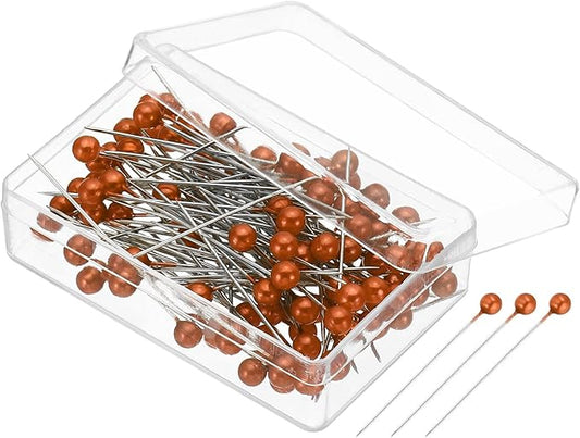 PATIKIL Sewing Pins, 600 Pcs 1.5 Inch Straight Pin with Plastic Pearlized Ball Head for Fabric, Decorative, Jewelry DIY, Craft and Sewing Project, Orange