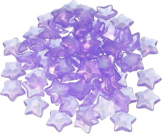 uxcell 50Pcs Flat Back Star Resin Charm, Glitter Star Charm Mini Bulk Beads Embellishments for DIY Crafts Hair Clips, Photo Frames, Phone Cases, Scrapbooking Decor, Purple