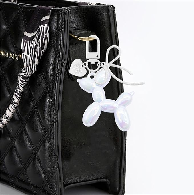 Dreuyet 2Pcs Jelly Balloon Dog Keychains Kawaii Cute Bag Purse Charms Key Chain with Bow Y2K Aesthetic Accessories