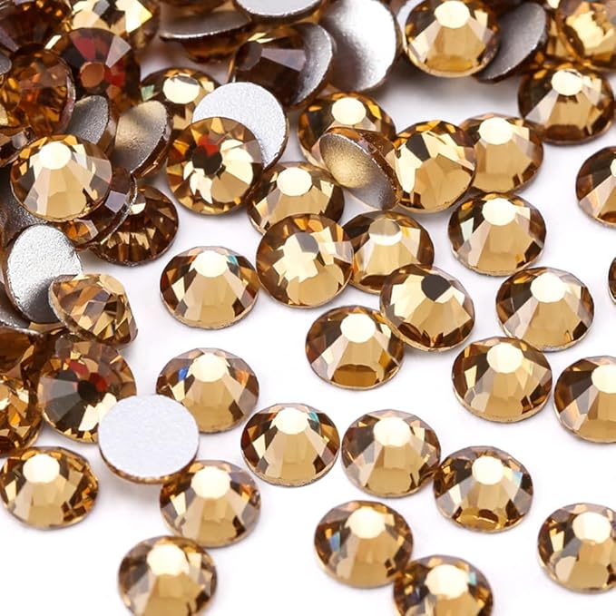 Glue Fix Crystal Flatback Rhinestones Glass Diamantes Gems for Crafting Nail Art Crafts Decorations Clothes Shoes 4.8mm (ss20 1440pcs, Lt Colorado Topaz)