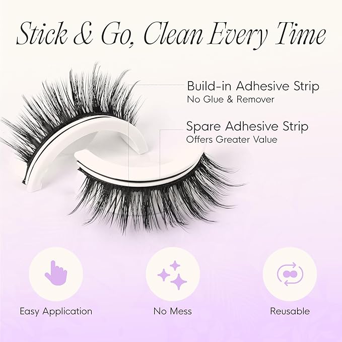 BEYELIAN Manga Lashes Self Adhesive Eyelashes Natural Look Anime Lashes Wispy Spiky 3D Volume Eyelashes Korean Japanese Asian Cosplay Fake Eyelashes CS121