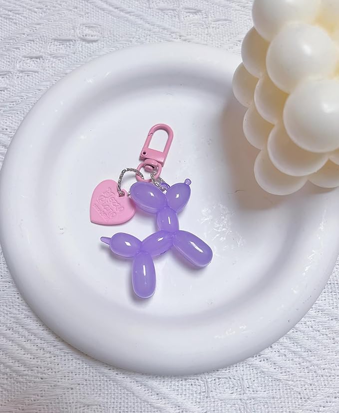 LAEKOU Jelly Balloon Dog Design Keychain for Women, Cute Girls Key Chain, Bag Charms Accessories for Car Purse Backpack