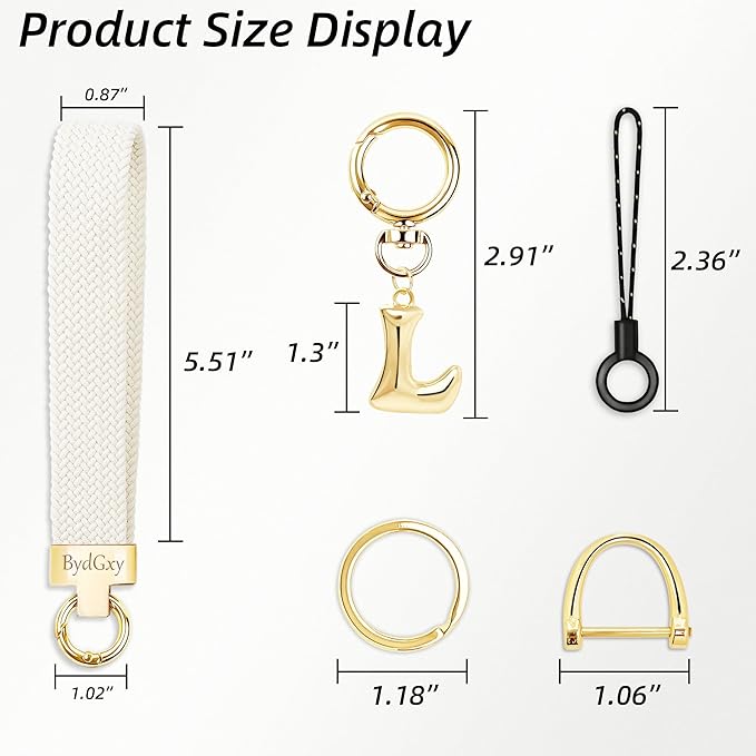 Stretchy Wristlet Initial Keychain, Key Chains Women Cute with Keyring, Llaveros para Mujer, Car Key Accessories