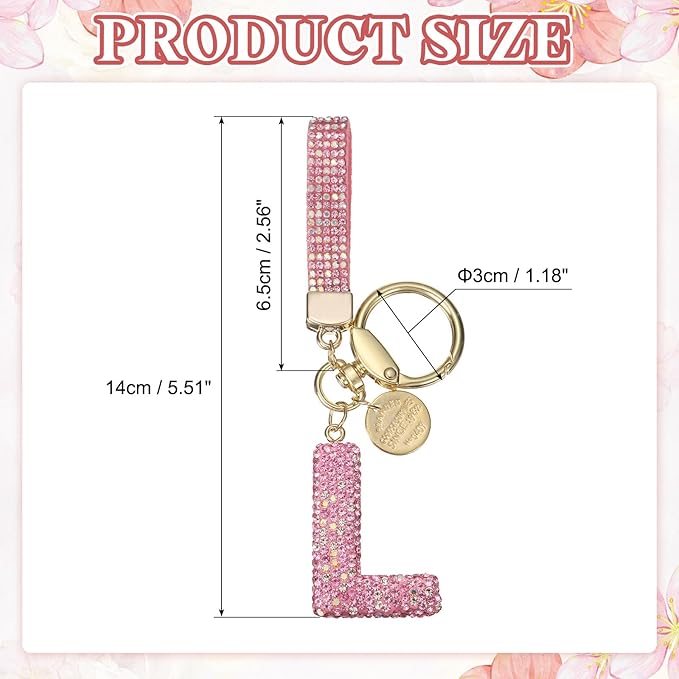 PATIKIL Initial Letter Keychain, Cute Sparkly Rhinestone Key Chain Alphabet Charm for Car Keys Handbags Purse