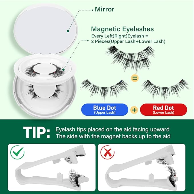 KEYYOU Reusable Magnetic Eyelashes 2 Pair with Applicator No Glue Needed 3D Natural Magnetic Lashes, Easy to Apply & Long Lasting for Daily Use & Events(A01+A03)