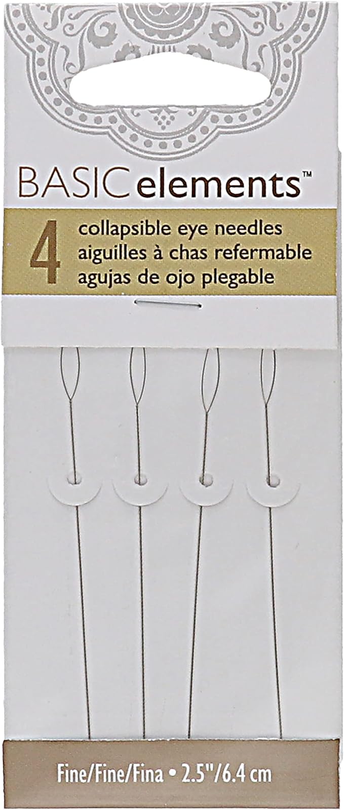 The Beadsmith Basic Elements Collapsible Eye Needles – 2.5 Inch Long – Flexible Twisted Wire – Large Eye, Easy to Thread – 4 Fine Needles