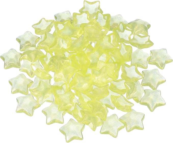 uxcell 50Pcs Flat Back Star Resin Charm, Glitter Star Charm Mini Bulk Beads Embellishments for DIY Crafts Hair Clips, Photo Frames, Phone Cases, Scrapbooking Decor, Yellow