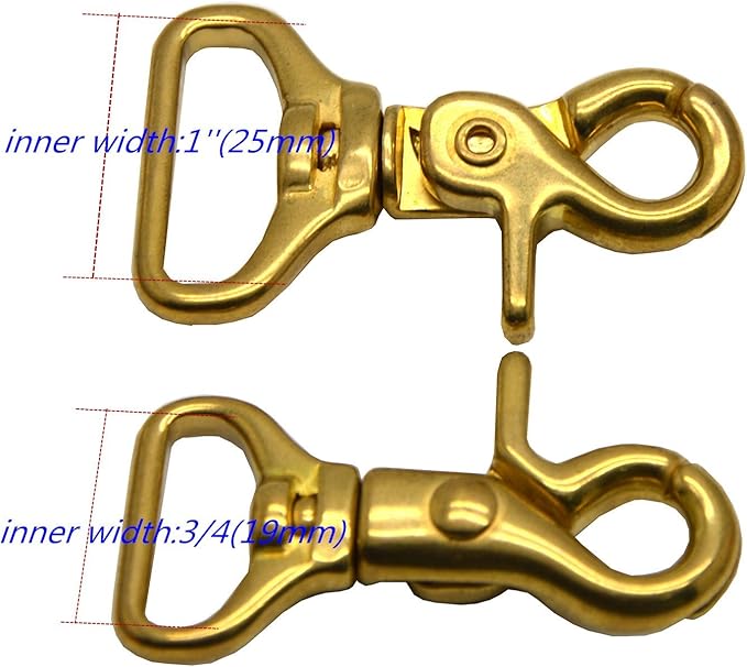 Okones Pack of 4,20mm Eye Diameter,2'' Overall Length,Finish Surface Square Solid Brass Lobster Clasps Oval Swivel Trigger Clips Hooks (3/4''2''length Square)