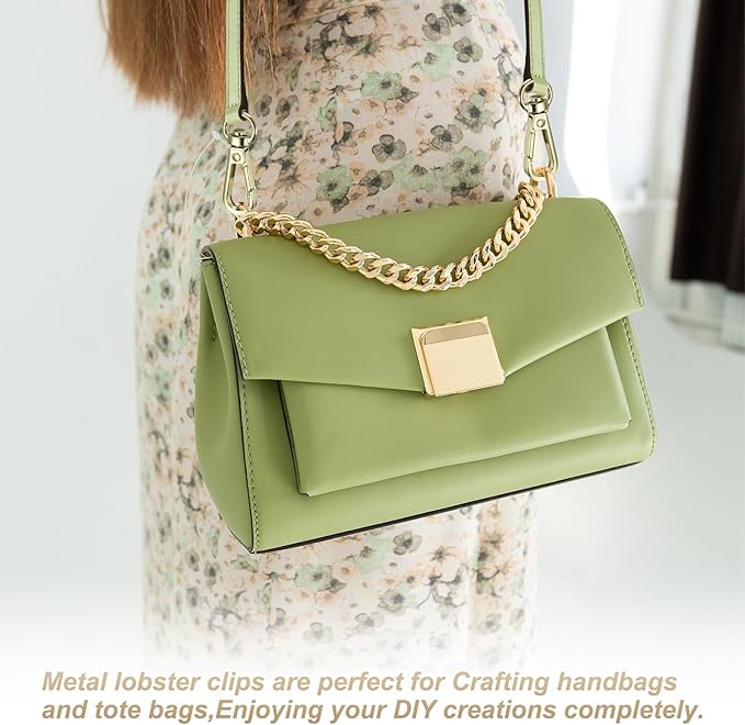 PATIKIL Swivel Lobster Claw Clasps 20pcs Push Gate Snap Hook Metal Trigger Clip Purse Hardware for Keychains Purse Handbag Makings DIY Crafts, Light Gold