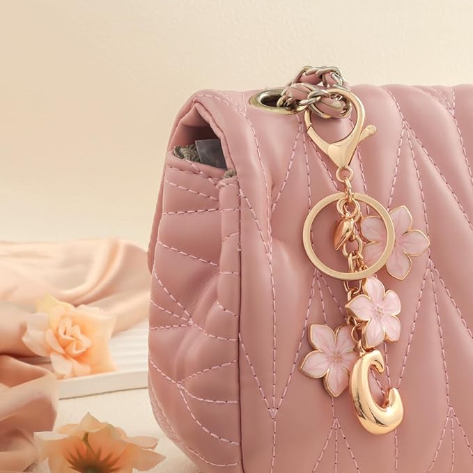 Snycler Bubble Initial Keychain Graceful Flower for bags car remote–A-Z Letter Charms for Women