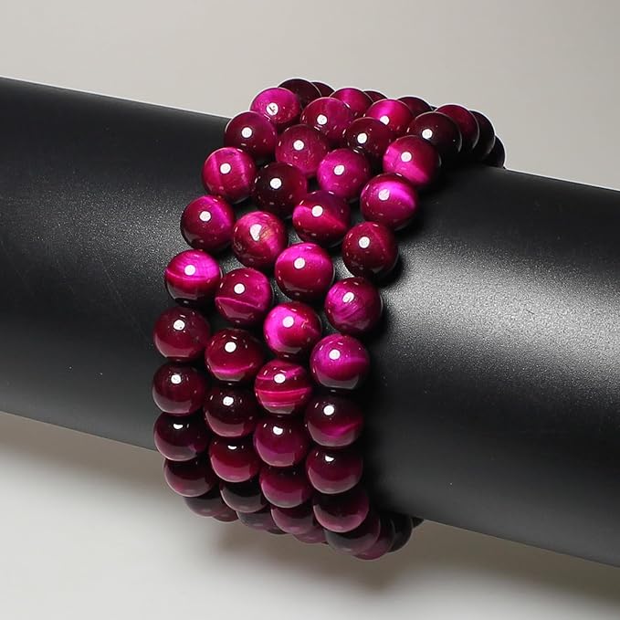 MJDCB Stone Beads 4mm 85pcs Round Rose Red Tiger's Eye Loose Gemstone Bead Charms for Jewelry Making Bracelet Necklace Earring Pendant