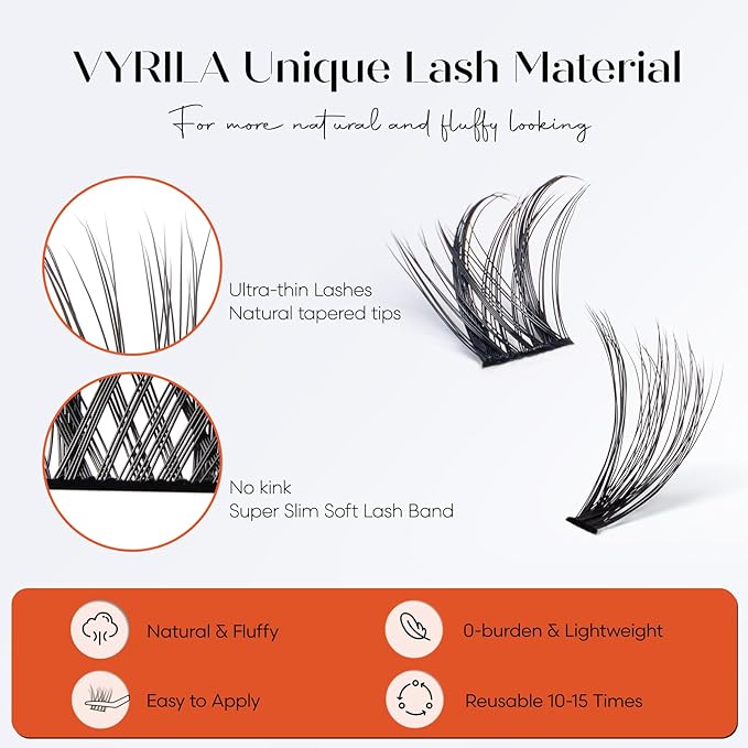 Lash Clusters-VYRILA 0.07mm Wispy Eyelashes C Curl Eyelash Clusters 8-14mix Individual Lashes Extension DIY at Home (30P+S05 192pcs-8-14mix)