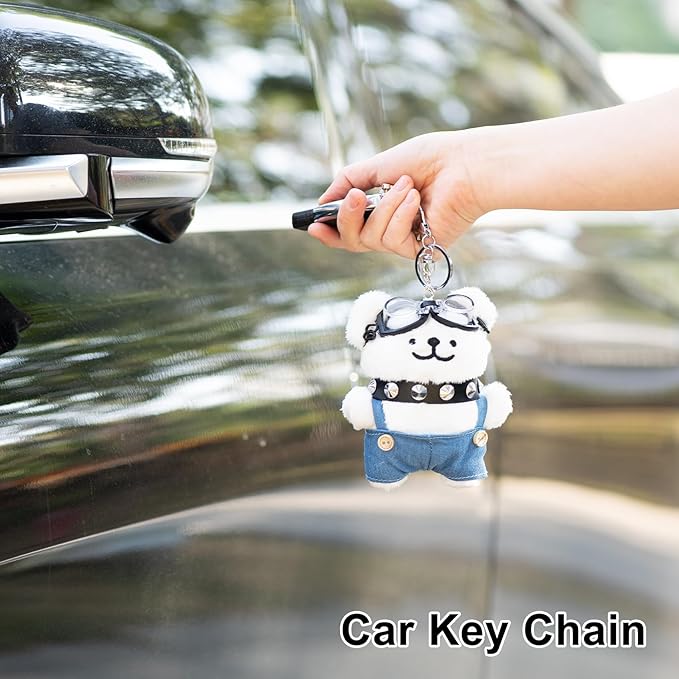 YOU WIZV Cute Dog Plush Keychain for Women - Kawaii Stuffed Animal Charm for Purse, Backpack & Bag Accessories
