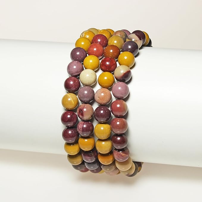 MJDCB Natural Stone Beads Moonkaite Jasper Egg Huangshi Round Loose Beads for Jewelry Making DIY Bracelet Necklace (4mm)