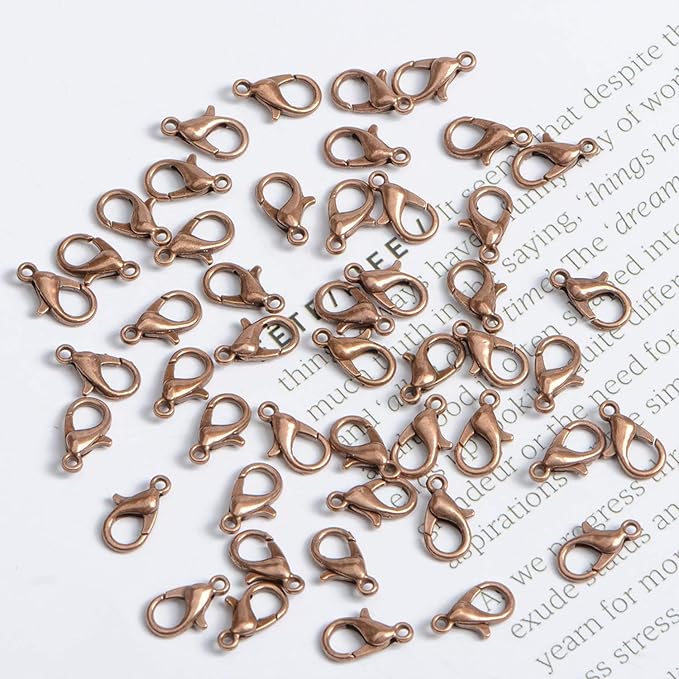 AD Beads 50 Pieces Lobster Claws Clasps Plus 100 Pieces 6mm Match Color Open Jump Rings Suitable for Necklace Bracelets Jewelry (7x12mm, Copper)