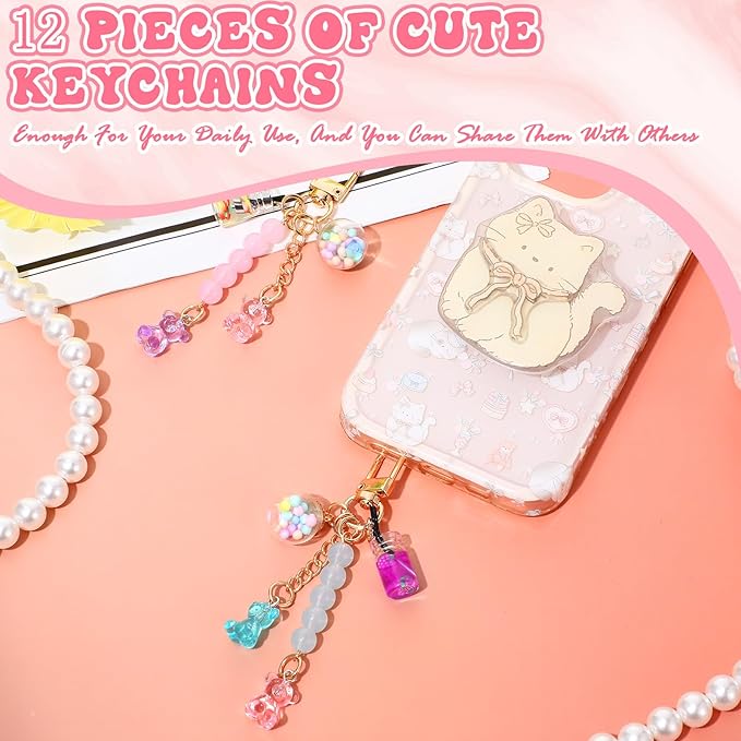 Ecally Cute Resin Bear Keychain Macaron Bear Keychains Candy Pendant Jewelry Gift Bag Key Ring Accessories for Girl Women