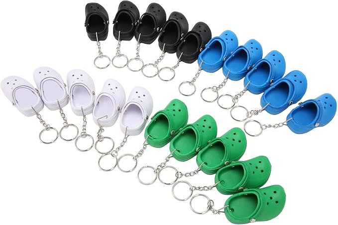 Pssopp 20Pcs Slipper Keychain, Premium Silicone Material Mini Shoe Keyring Key Chain Charms Bright Colors with Simulation Design for Bags Boys Girls and Ideal Most Occasions