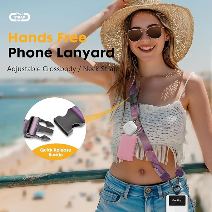 Phone Lanyard Crossbody, Marble Cell Phone Strap for Around The Neck Adjustable, Anti Theft Cute Lanyard for iPhone Case ID Holder Keys Accessories Travel Essential