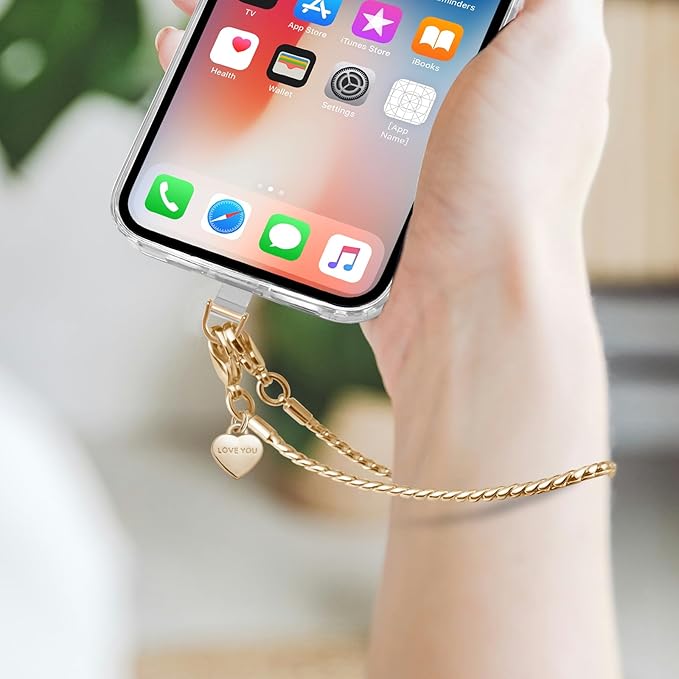 UKON Phone Chain Wrist Strap Metal Phone Lanyard Wristlet Strap with 2xTPU Tether Tab for Women Shopping Traveling Party