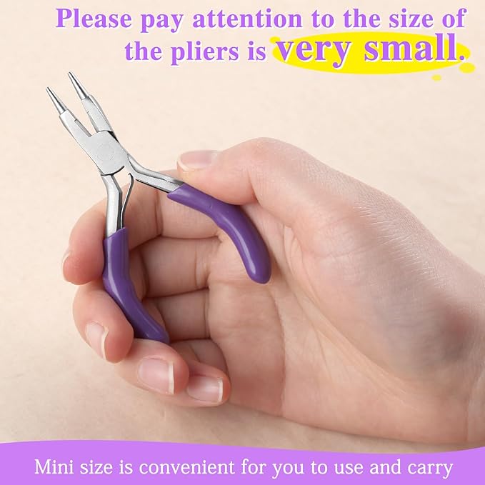 SPEEDWOX 3 Inch Mini Pliers - Round Nose, Cutter, Wire Bending, Looper, Ring Bending, Wire Looping Pliers for Jewelry Making