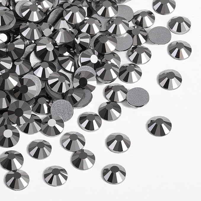 Beadsland 288 Pieces Flat Back Crystal Rhinestones Round Gems,Hematite,SS30,6.3-6.5mm