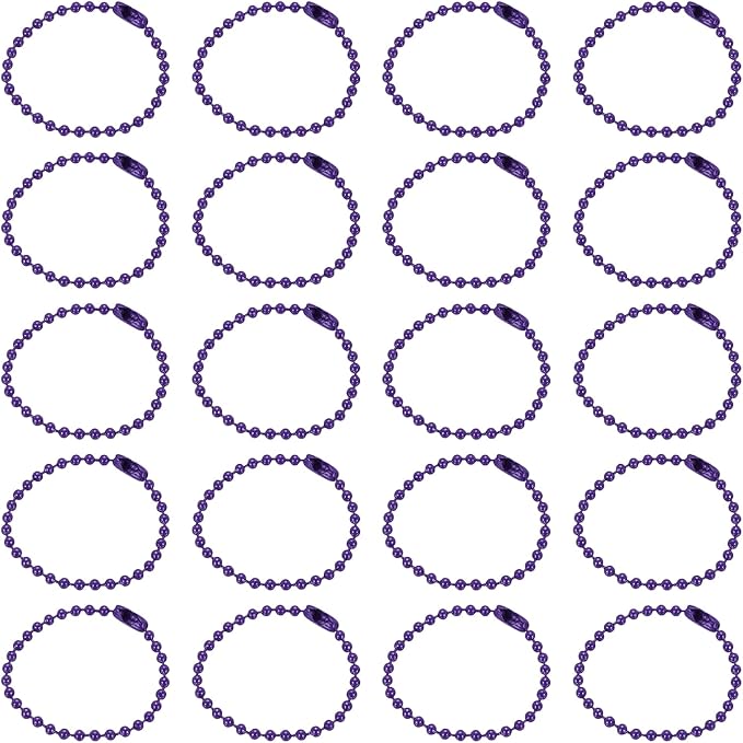 MECCANIXITY 30Pcs 5 Inch Ball Bead Chain, Metal Ball Chain with Connectors for Keychain Hanging Ornament Tag Jewelry Necklace Christmas Decoration,Dark Purple