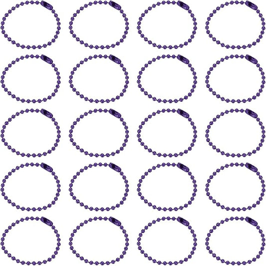 MECCANIXITY 30Pcs 5 Inch Ball Bead Chain, Metal Ball Chain with Connectors for Keychain Hanging Ornament Tag Jewelry Necklace Christmas Decoration,Dark Purple