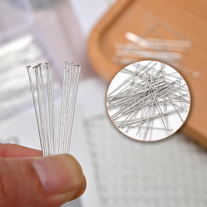 150pcs 40mm 925 Silver Filled Flat Head Pins DIY Crafts Beads Charms Earring Bracelet Jewelry Making Accessories Supplies
