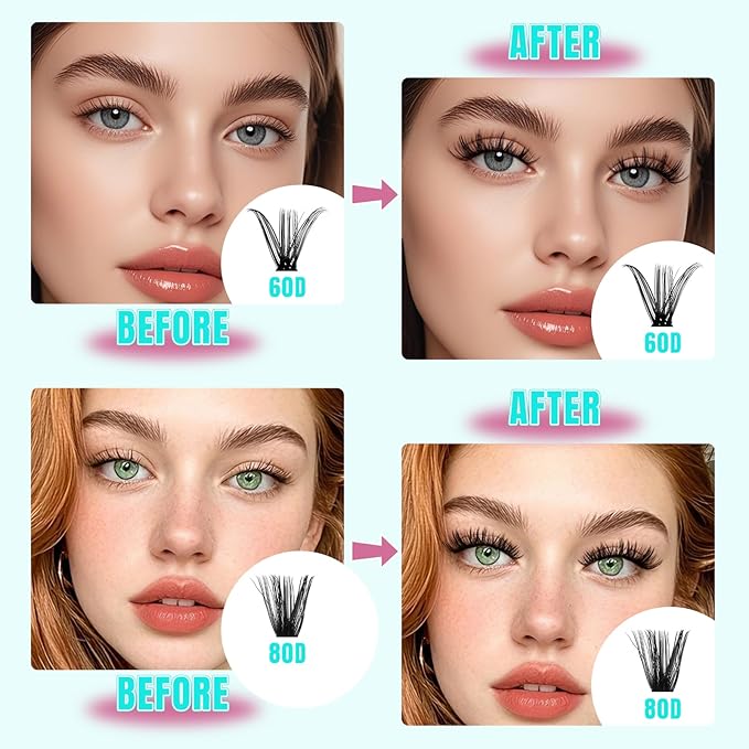 Lash Clusters Wispy 280PCS Eyelash Extension 60D 80D Cluster Lashes Individual Lashes DIY Lash Extension Natural Look Cluster Eyelash Extensions Soft False Eyelashes at Home for Beginners(D-Mix8-16mm)