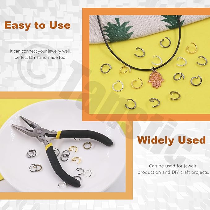Tanstic 1403Pcs Silver Open Jump Rings Kit - 4mm, 5mm, 6mm, 7mm, 8mm, 10mm With Opener, Pliers and Tweezer for Jewelry Making