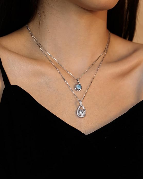 FANCIME Birthstone Necklaces for Women Fine Jewelry Sterling Silver Infinity Pendant Anniversary Birthday Gifts for Her Women Wife Mom Lady Daughter, Chain 16"+2" Extend