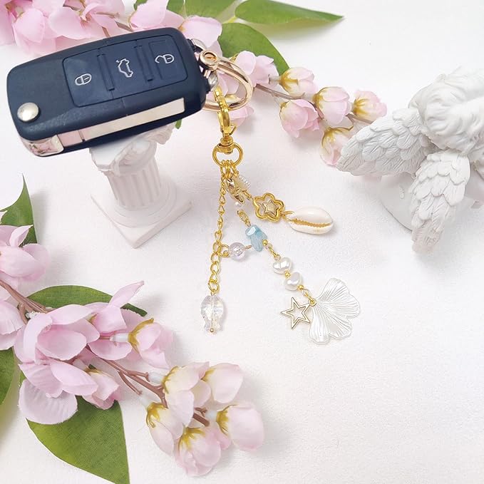 Y2K Aesthetic Keychains for Women Cute Flowers Star Cake Jellyfish Keychins Charms Kawaii Bag Purse Decor