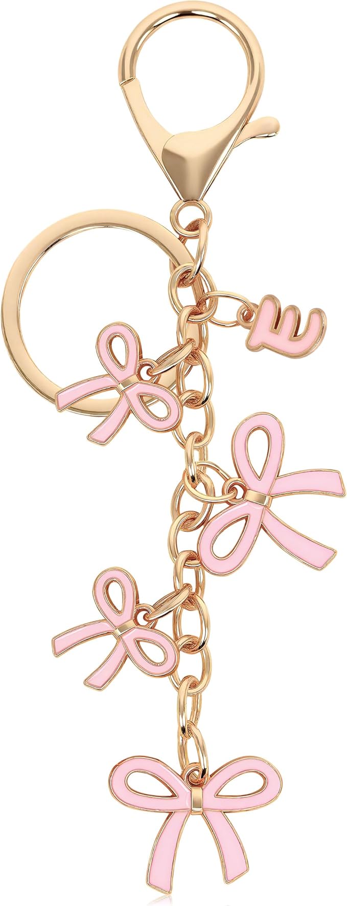 Bow Purse Charms Keychain - Pink Bow Alphabet Letter Key Chain, Bag Charms Wallet