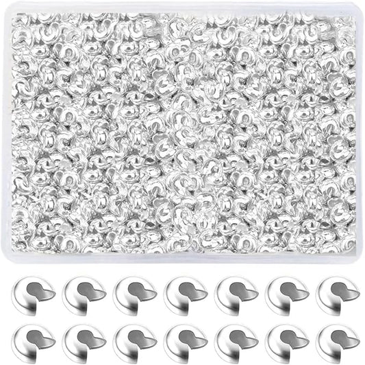 800 Pieces Crimp Bead Covers for Jewelry Making, 4mm Open Half Round Crimp Bead Knot Cover Small Beads for Jewelry Craft DIY（Sliver）