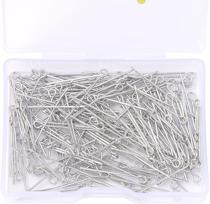 Platinum Plated Open Eye Pins Non Tarnish 25mm 200pcs for Jewelry Making Findings