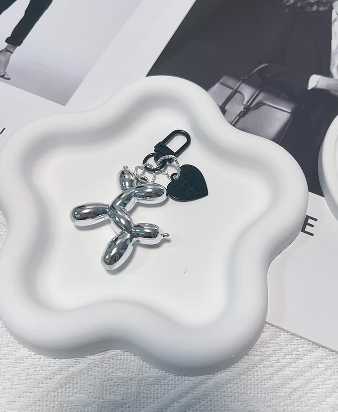 LAEKOU Jelly Balloon Dog Design Keychain for Women, Cute Girls Key Chain, Bag Charms Accessories for Car Purse Backpack