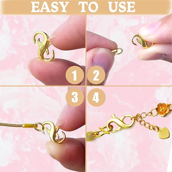 Dailyacc S925 Double Opening Lobster Clasp Sterling Silver and Gold Necklace Bracelet Extender Clasps and Closures for DIY Jewelry