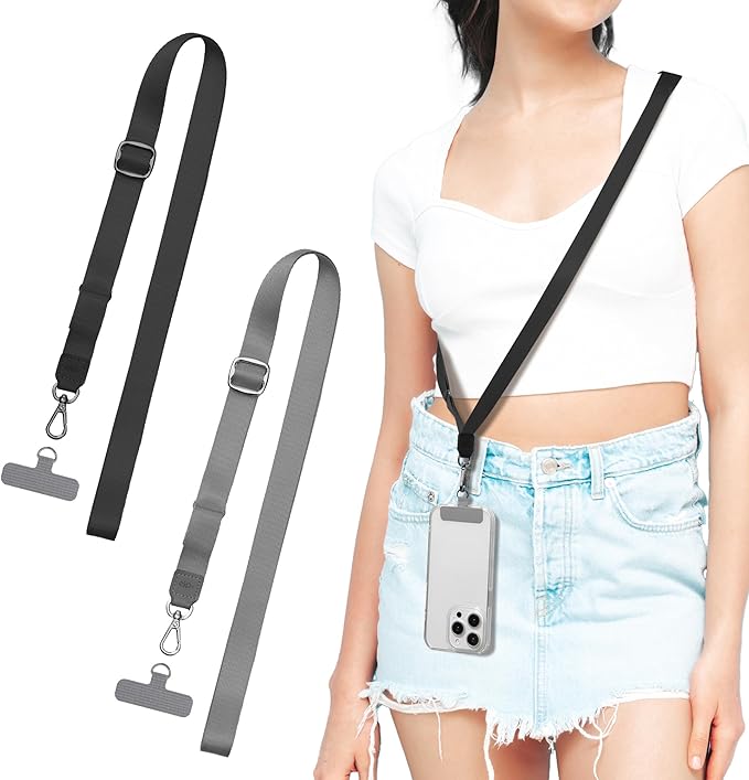 EKAX-Adjustable Anti-Theft Phone Lanyard Crossbody and Neck Strap with 2 Tether Tabs, Hands-Free Strap for Wallet, Keys,